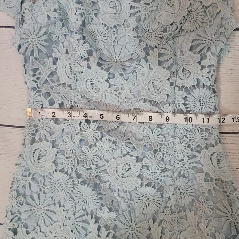 Lulus Size XS Lace Mini Dress Women Backless Romance Language Light Blue